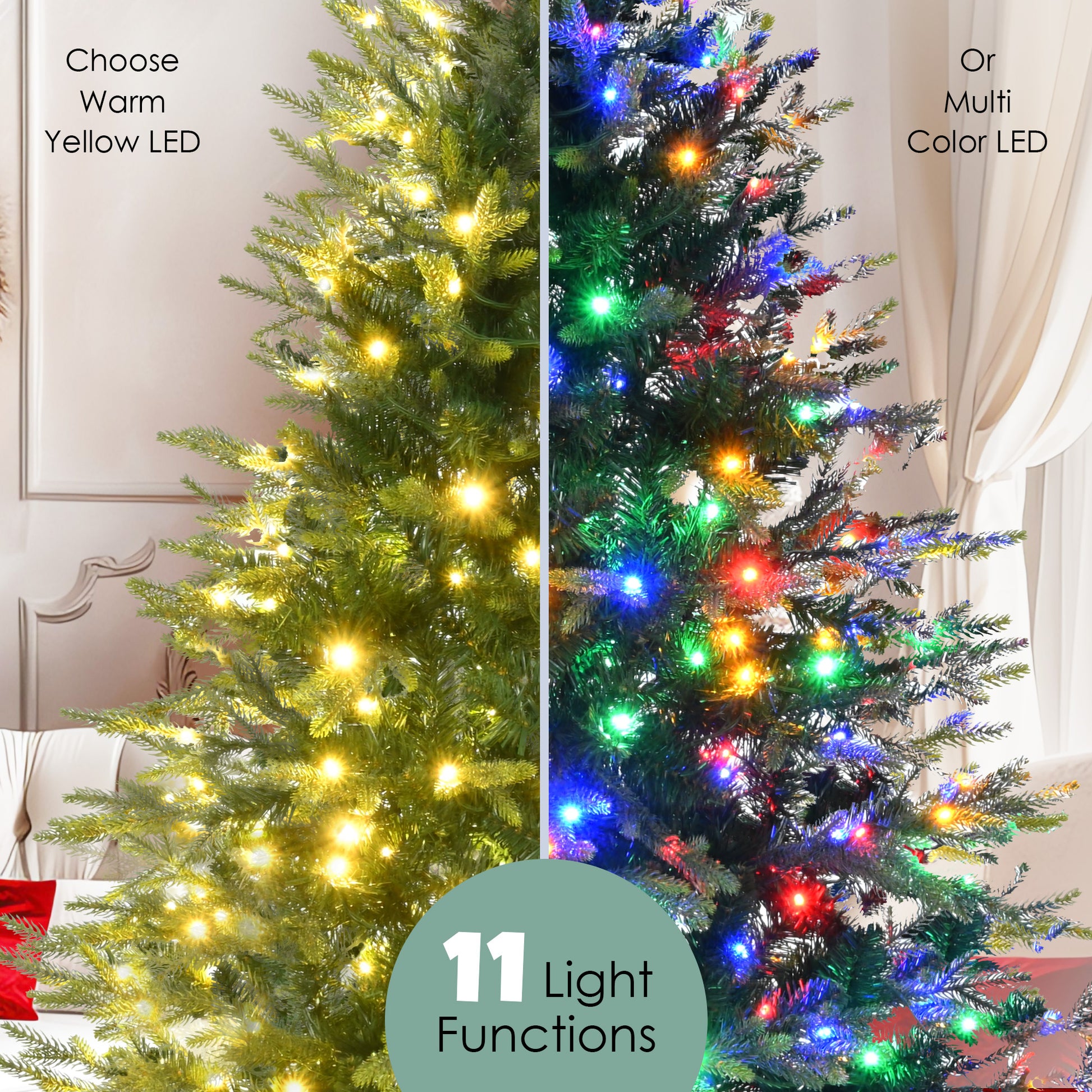 6Ft Pre Lit Aspen Fir Artificial Christmas Tree With Wreath & Garland,Grass Green Xmas Tree With 380 Multi Color Led Lights, 11 Lighting Modes, 861 Pe Branch Tips, For Indoor Holiday Decor Green Polyethylene