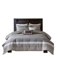 6 Piece Reversible Jacquard Quilt Set With Throw Pillows Grey Taupe King Cal King Grey Taupe Cotton