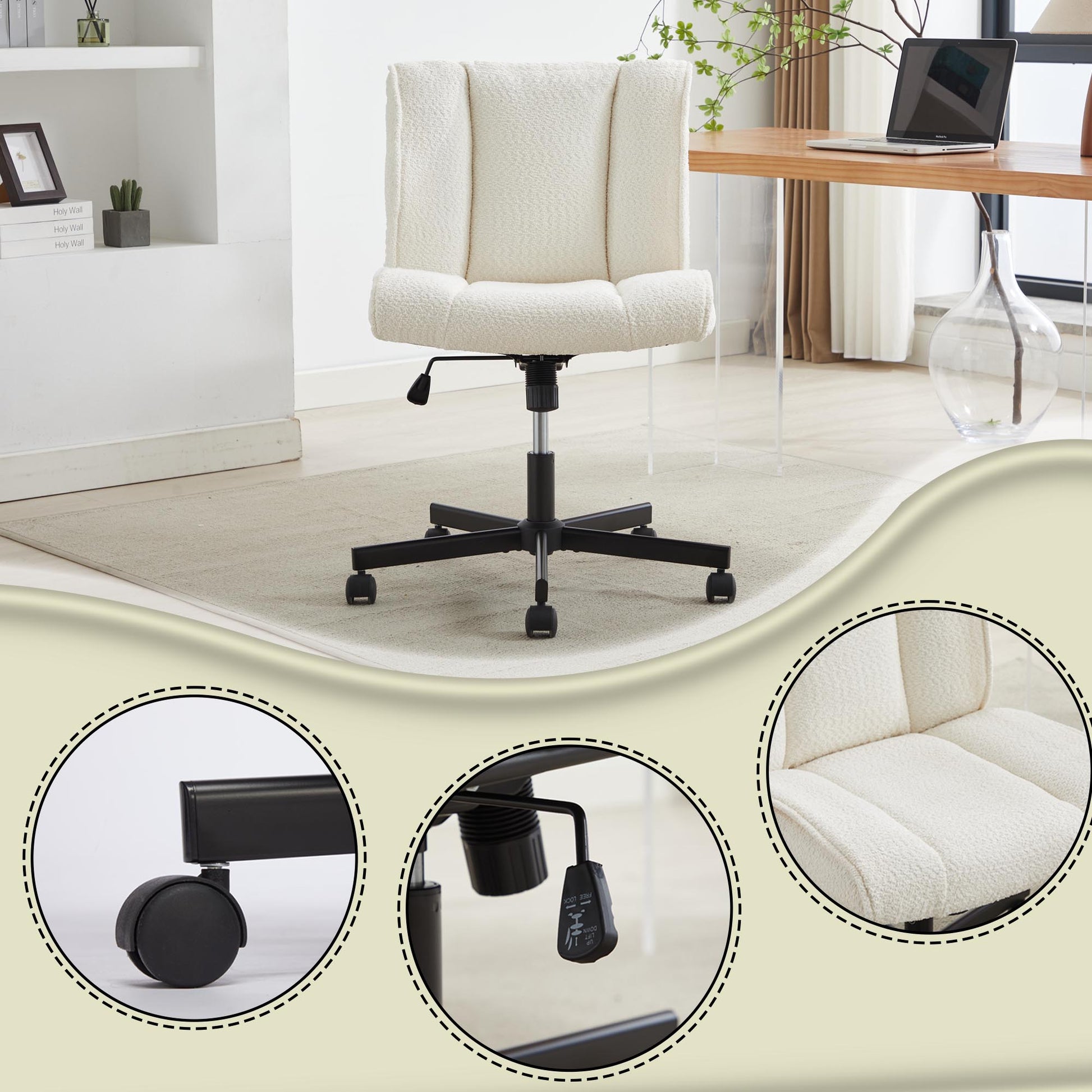 Armless Desk Chairs With Wheels Office Chair Vanity Chair With Technic