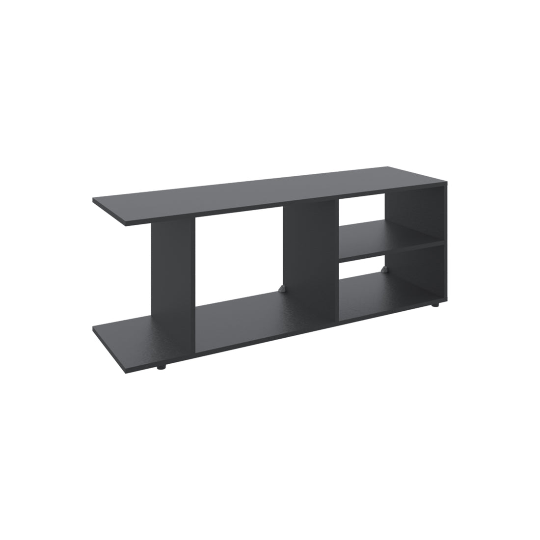 Goodwood Minimalistic Tv Stand For 65 Inch Tv With 5 Open Shelves Black Primary Living Space 60 69 Inches 60 69 Inches Modern 65 Inches Particle Board