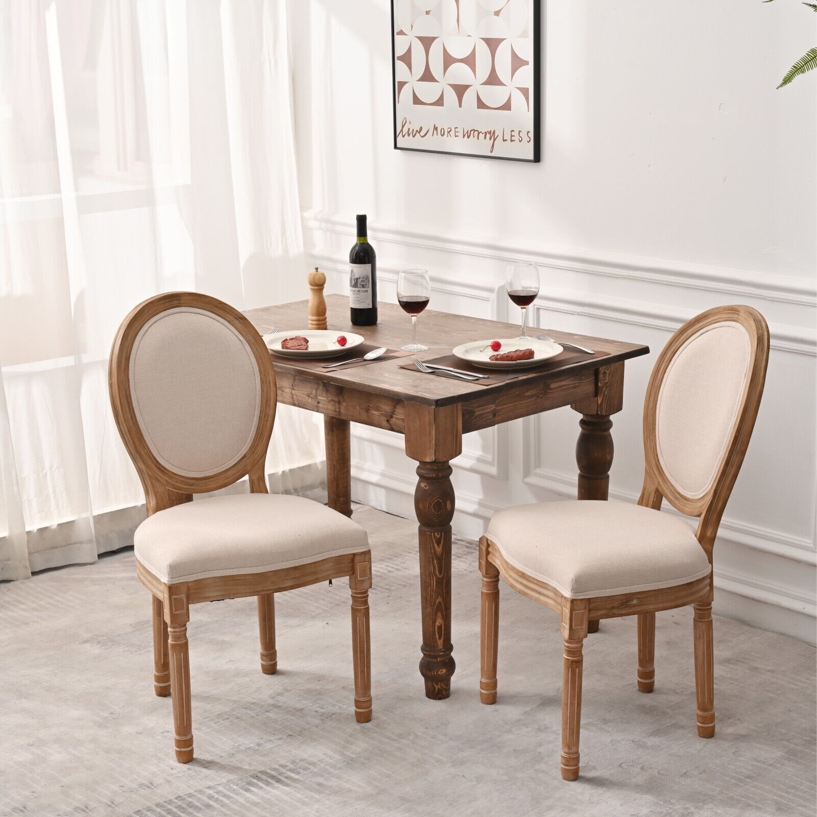 French Country Dining Chairs With Round Back Set