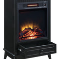 Black Fireplace With 1 Drawer Electric Black Primary Living Space Poplar Freestanding Wood