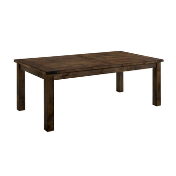 Transitional Style Solid Wood Rectangular Dining Table With Block Legs, Brown Brown Solid Wood