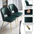 Dark Green Velvet Dining Chairs With Metal Legs And Hollow Back Upholstered Dining Chairs Set Of 4 Metal Dark Green Dining Room Foam Dry Clean Modern Dining Chairs Velvet