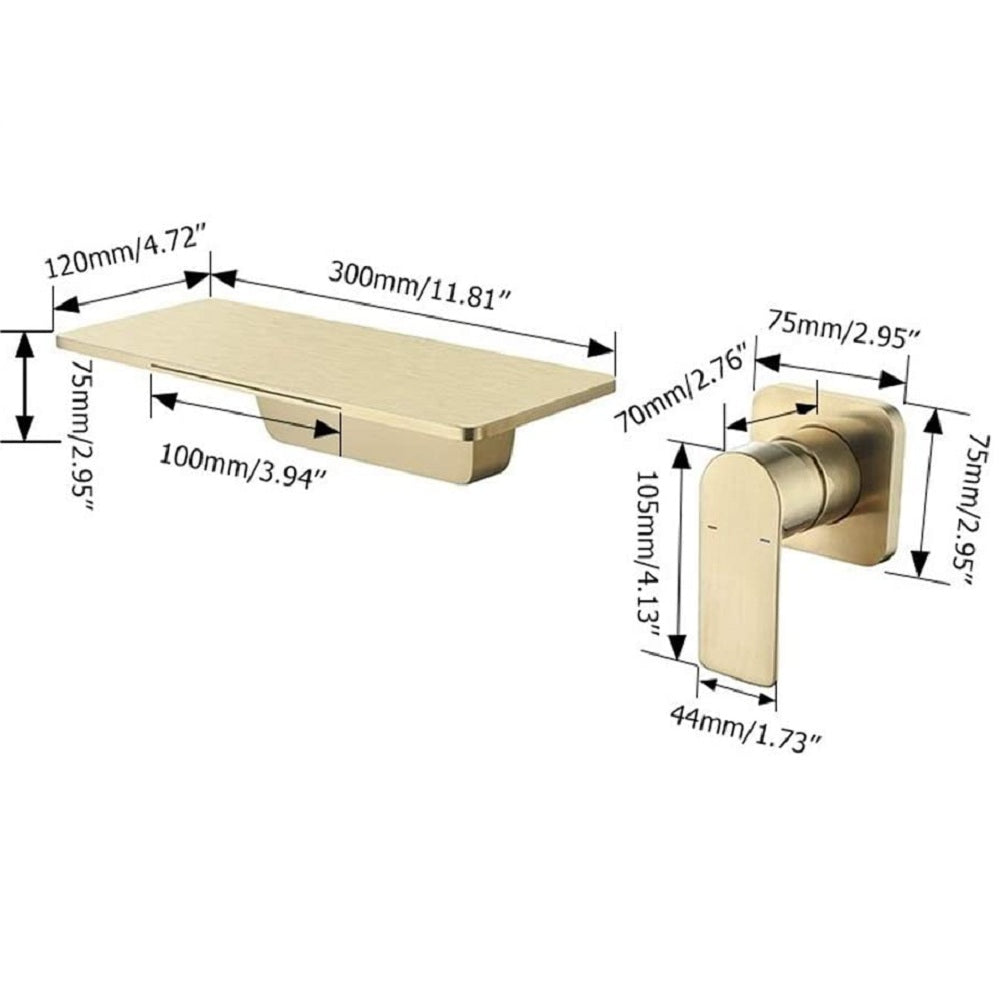 Waterfall Bathroom Sink Faucet Brushed Gold Brass