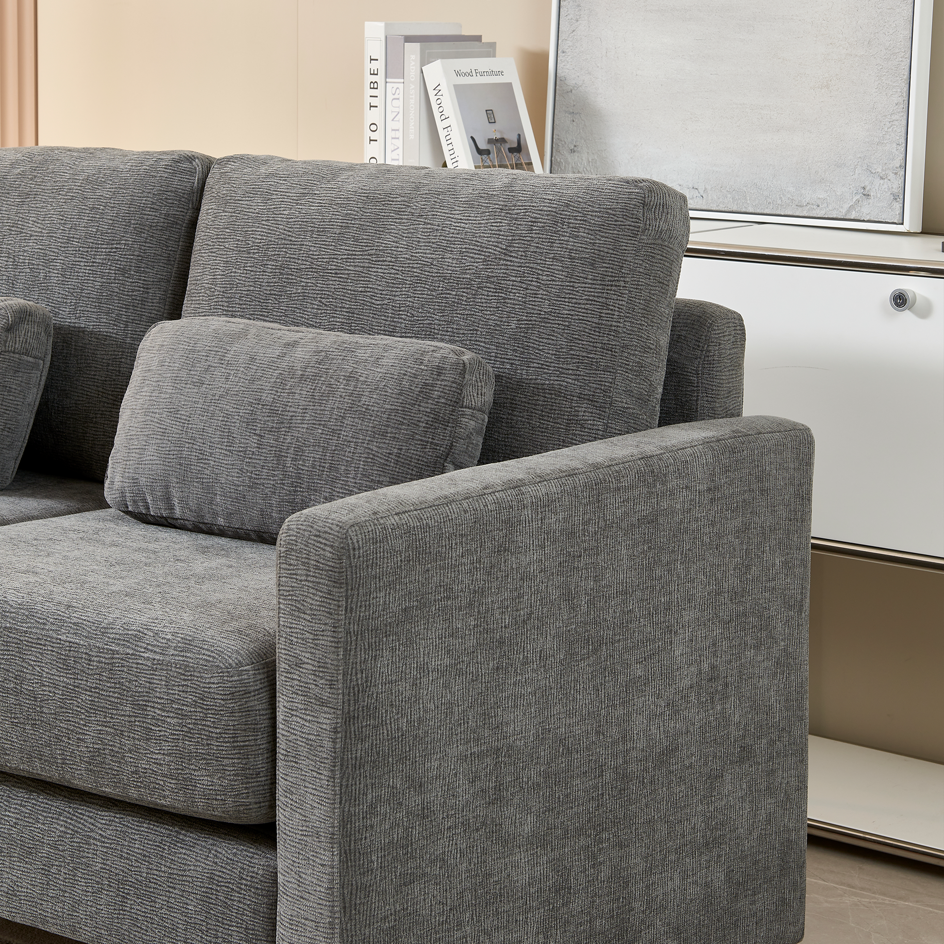 58.66" Small Modern Loveseat Sofa, Mid Century Chenille Fabric 2 Seat Couch Beautiful Seat With Back Cushions, Accent Sofa Couch For Living Room, Bedroom And Small Space Gray Wood Foam Chenille 2 Seat