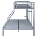 Twin Xl Over Queen Metal Bunk Bed With Ladder And Guardrails, Silver Box Spring Not Required Twin Xl Silver Metal Metal