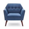 Accent Chairs For Bedroom, Midcentury Modern Accent Arm Chair For Living Room, Linen Fabric Comfy Reading Chair, Tufted Comfortable Sofa Chair, Upholstered Single Sofa Blue Solid Wood