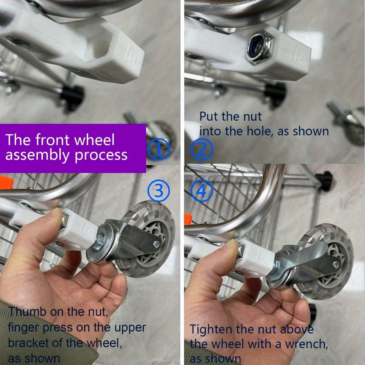 Grocery Laundry Utility Foldable Shopping Cart Trolley, Aluminum Alloy 8 Wheel Stair Climbing, Load Capacity 35L Silver Aluminium Alloy