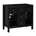 36'' Bathroom Vanity Without Sink, Solid Wood Frame Bathroom Storage Cabinet, Freestanding Vanity With 5 Drawers& Soft Closing Doors Not Include Basin Sink Black Bathroom Solid Wood Mdf