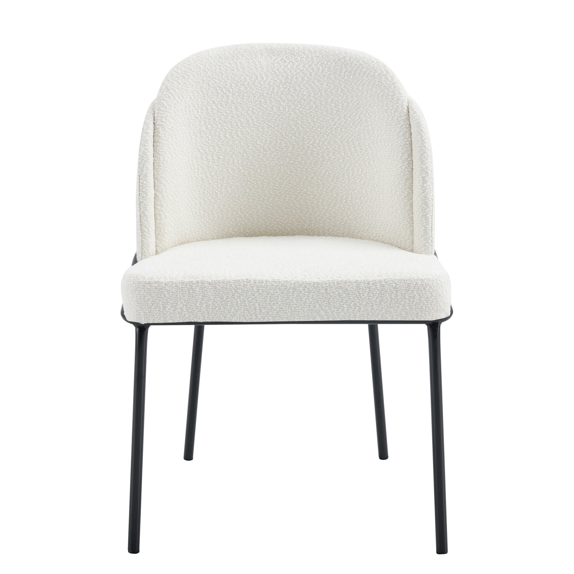 Set Of 2 Dinning Chair Antique White Fabric Metal