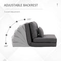 Homcom 2 In 1 Floor Lazy Sofa With 5 Position Adjustable Backrest, Dark Gray Dark Grey Linen