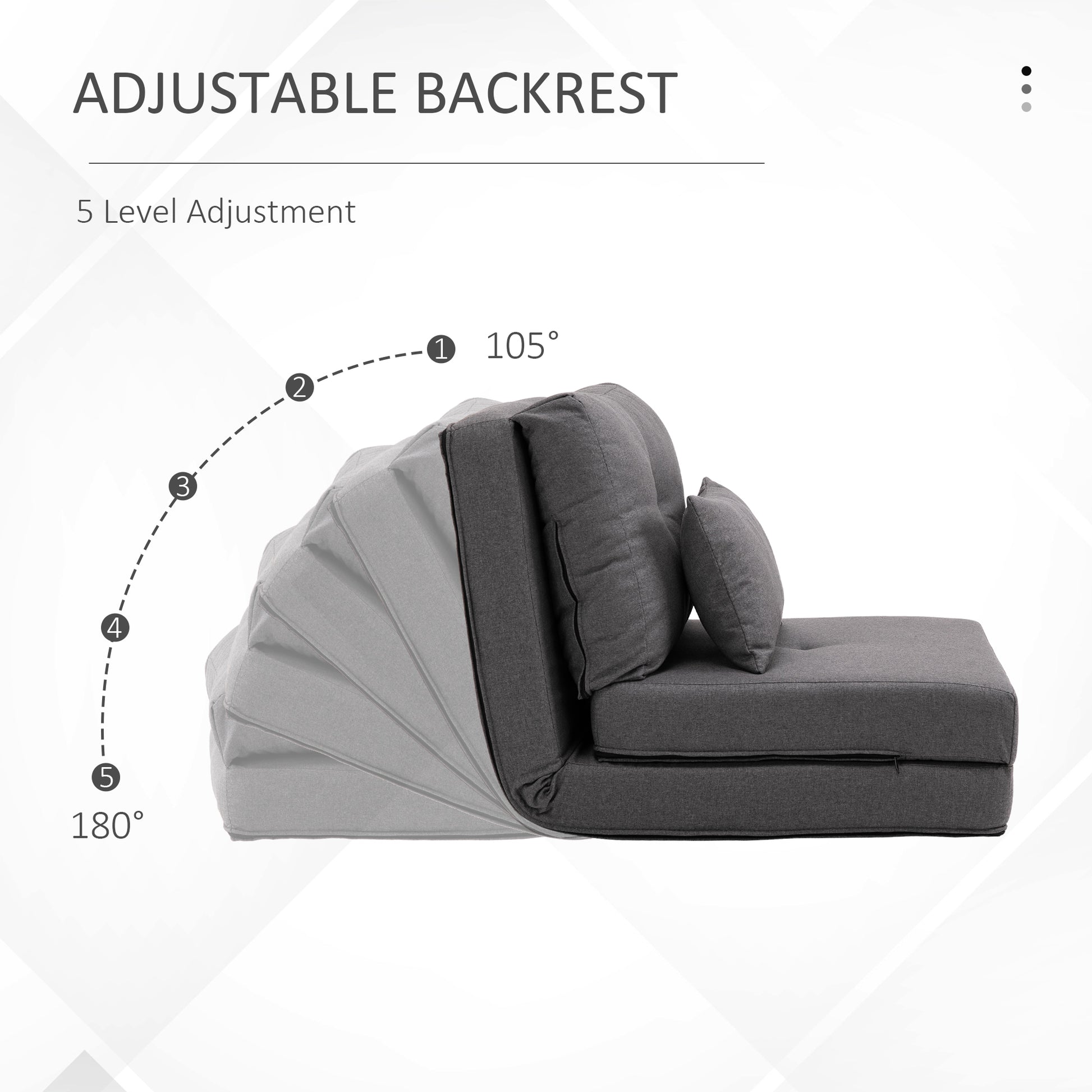 Homcom 2 In 1 Floor Lazy Sofa With 5 Position Adjustable Backrest, Dark Gray Dark Grey Linen