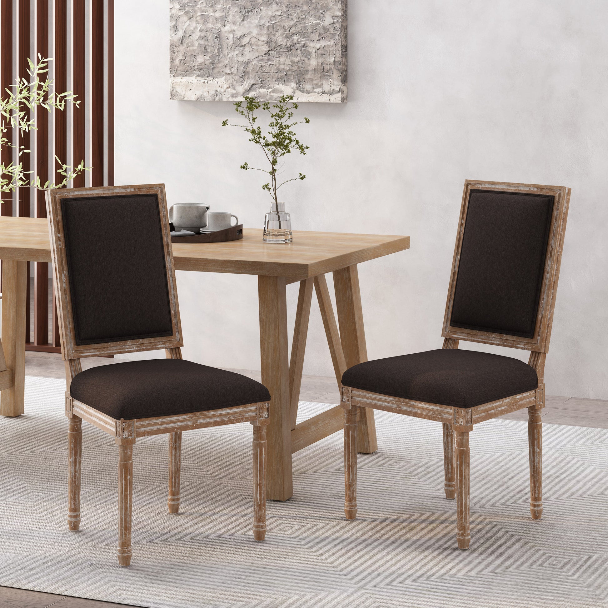 Dining Chair Brown Fabric