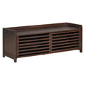 Distressed Shutter Storage Bench With Acacia Veneer For Retro Charm For Living Room, Entryway Espresso Espresso Mdf