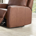 Vienna Power Headrest Zero Gravity Recliner Brown Wood Primary Living Space Tight Back Mid Century Modern Eucalyptus Square Arms Memory Foam Leather