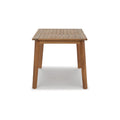 Nilen 59 Inch Dining Table, Natural Brown Acacia Wood, Slatted Surface Brown Acacia Wood