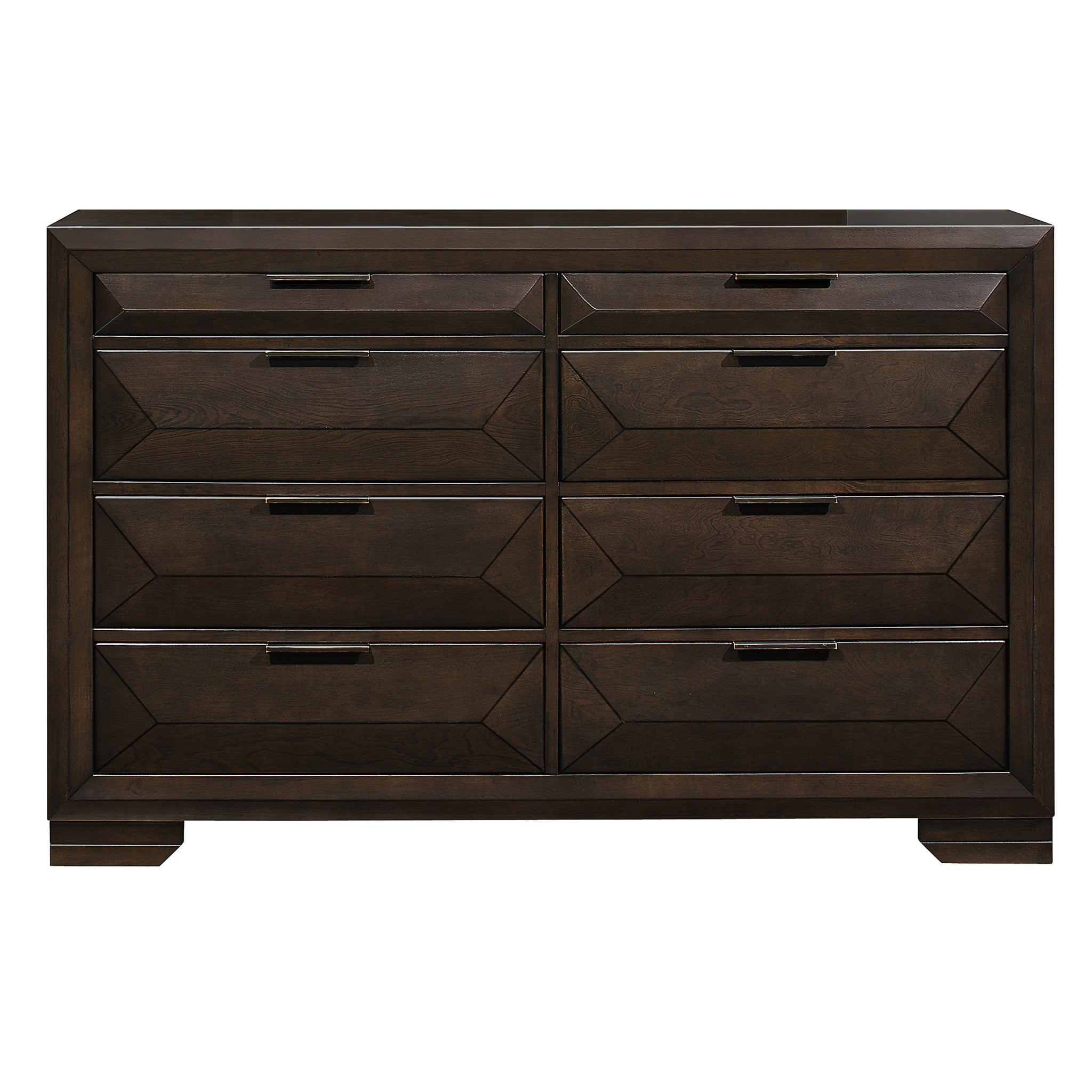 Contemporary Design 8 Drawers Dresser 1Pc Bedroom Furniture Warm Espresso Finish Raised Panel Front Espresso Bedroom Contemporary Wood