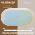 55 Inch Acrylic Freestanding Bathtub Contemporary Soaking White Tub With Overflow And Pop Up Drain Gloss White Gloss White Oval Bathroom Freestanding Tubs Polished Less Than 59 In Contemporary,Modern Soaking Center Fiberglass Acrylic