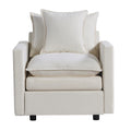 Chenille Fabric Comfy Deep Single Seat Sofa Upholstered Reading Armchair Living Room White Foam Chenille 1 Seat