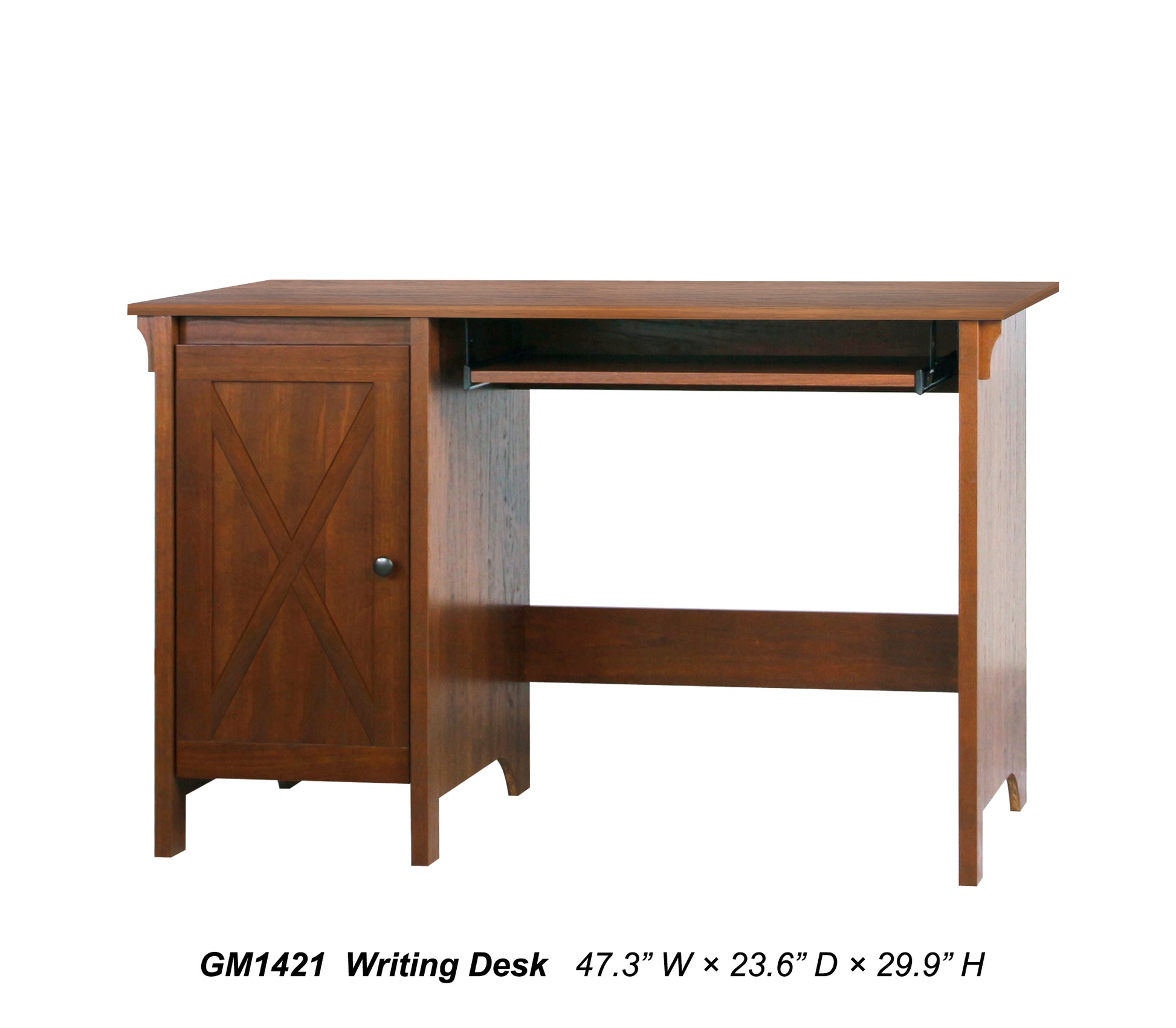 47" Writing Desk Classic Cherry Finished Office Desk With Adjustable Storage Shelves And Keyboard Tray Elegant Computer Desk For Home Office Cherry Solid Wood