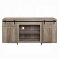 Grey Washed Tv Stand With 2 Sliding Barn Doors Grey Primary Living Space 60 Inches 60 69 Inches Farmhouse Wood Metal