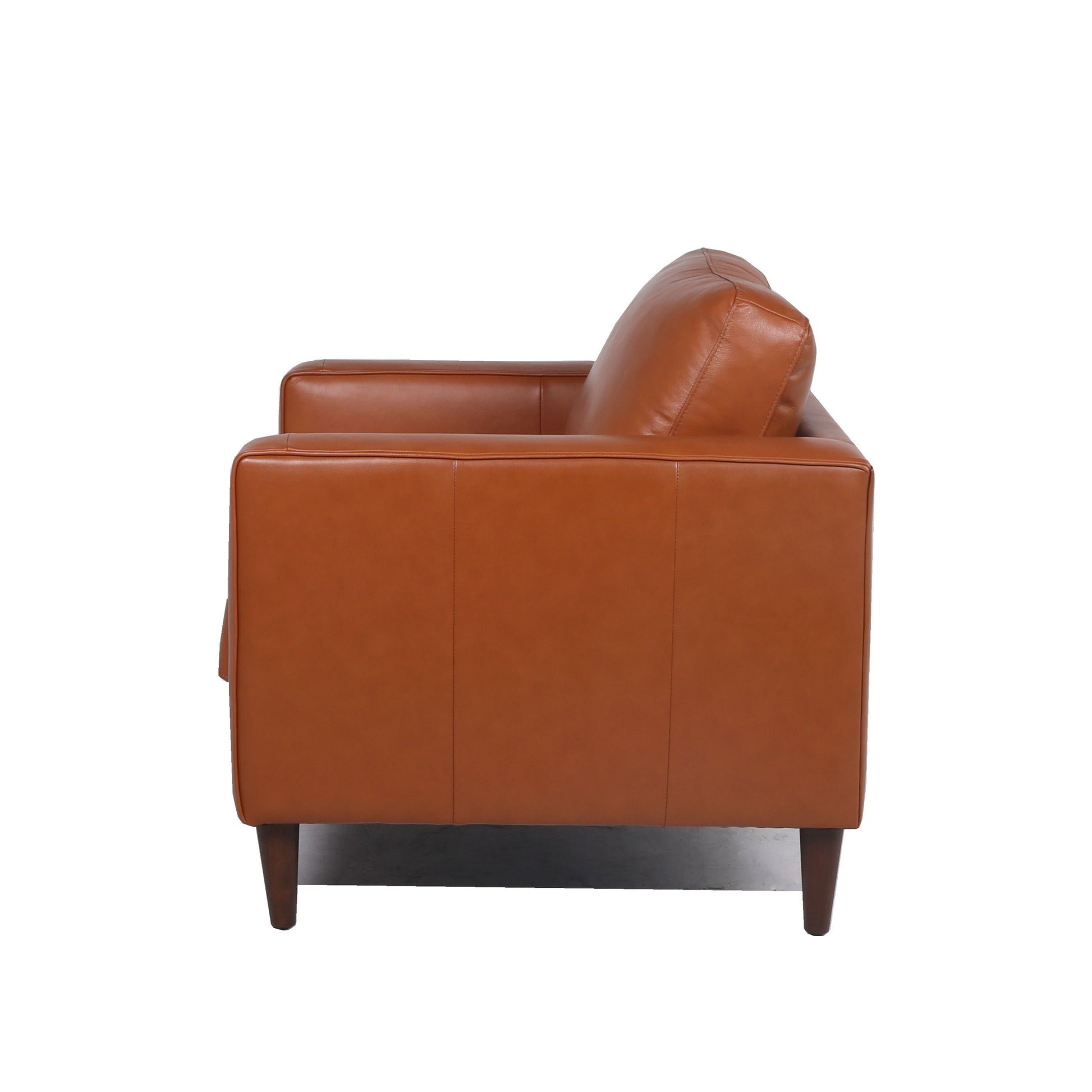 Mid Century Tufted Leather Chair Cognac Leather
