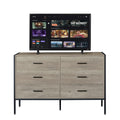 Wood Dresser With 6 Drawers, Wooden Storage Closet For Bedroom, Solid Clothes Cabinet With Sturdy Steel Frame, 48.58