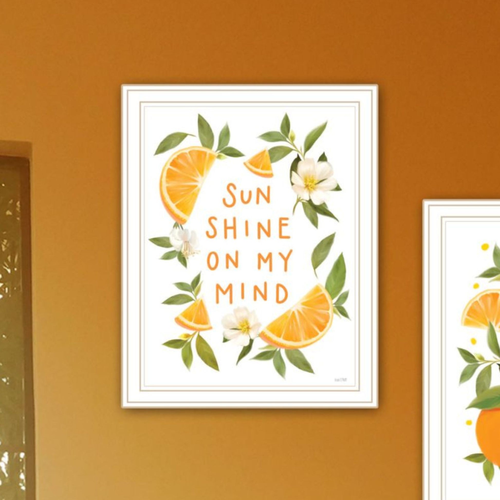 "Sunshine On My Mind Oranges" Framed Wall Art For Living Room, Wall Art Print For Home Decor, Bedroom Wall Art By House Fenway Multicolor Wood Paper