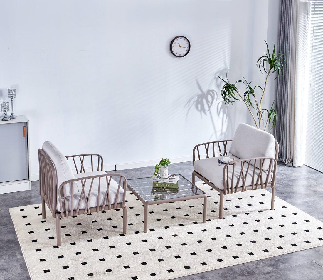 Patio Indoor Outdoor Garden Single Sofa Armchairs Plastic With Soft Cushion Weather Waterproof Chair Sectional Furniture For Balcony Garden Pool Lawn Backyard Morden Design Sitting Room 2 Single Sofa White Fabric Plastic