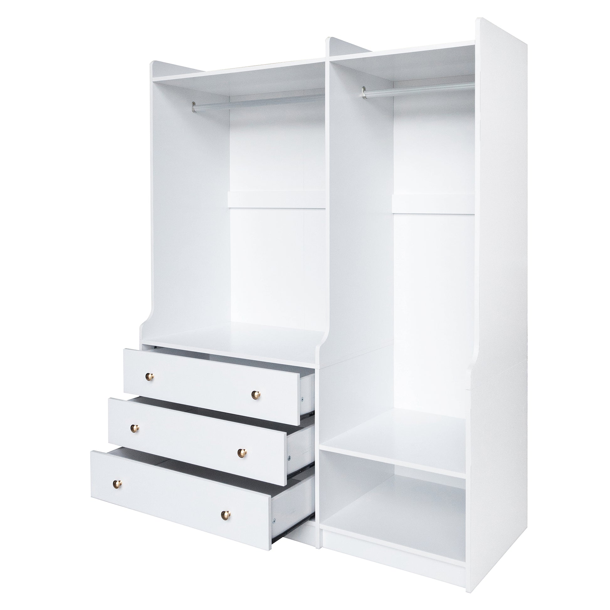 Open Wooden Wardrobe Storage For Bedroom, White White Particle Board