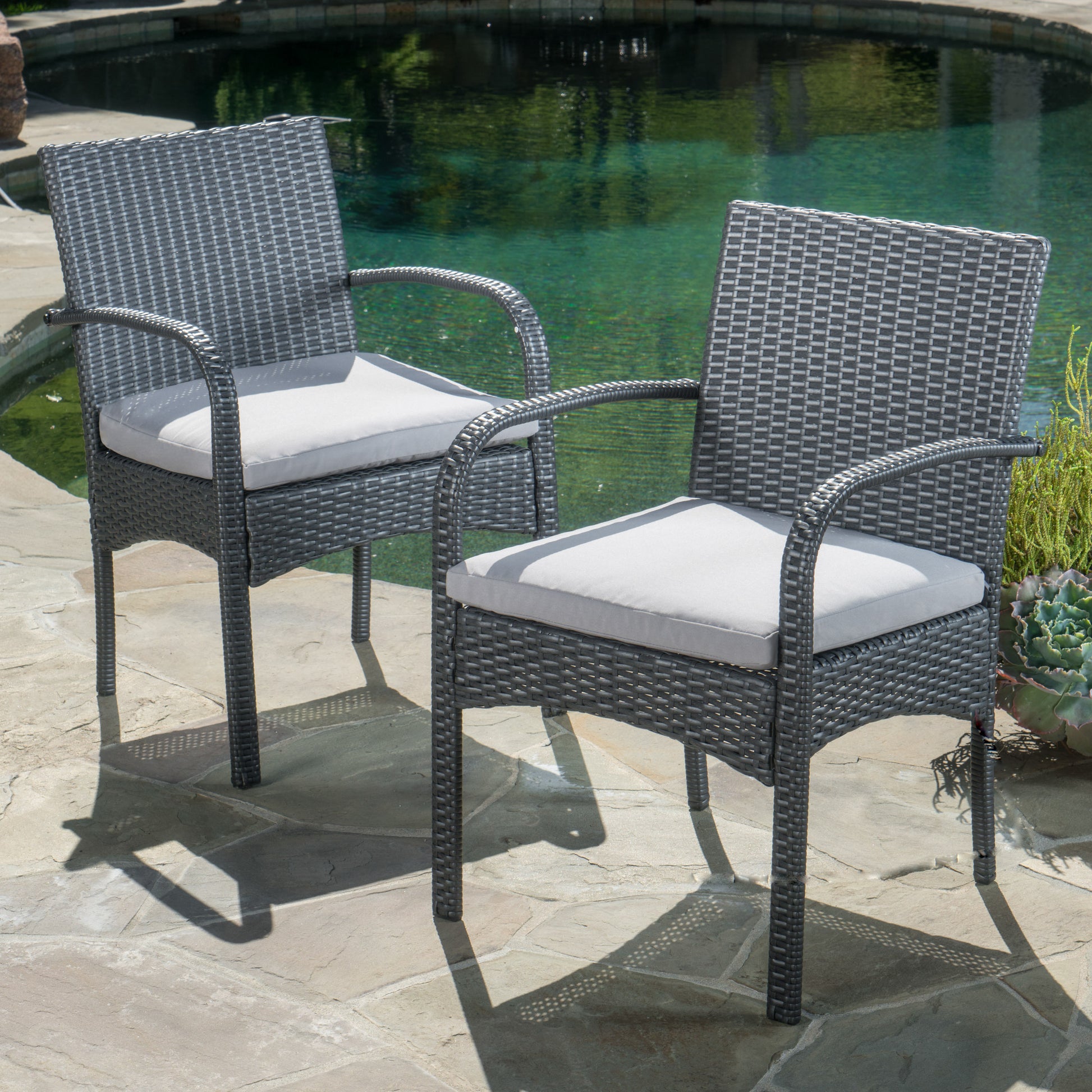Cordoba Kd Pe Wicker Dining Chair Grey Pe Rattan Iron Waterproof Fabric