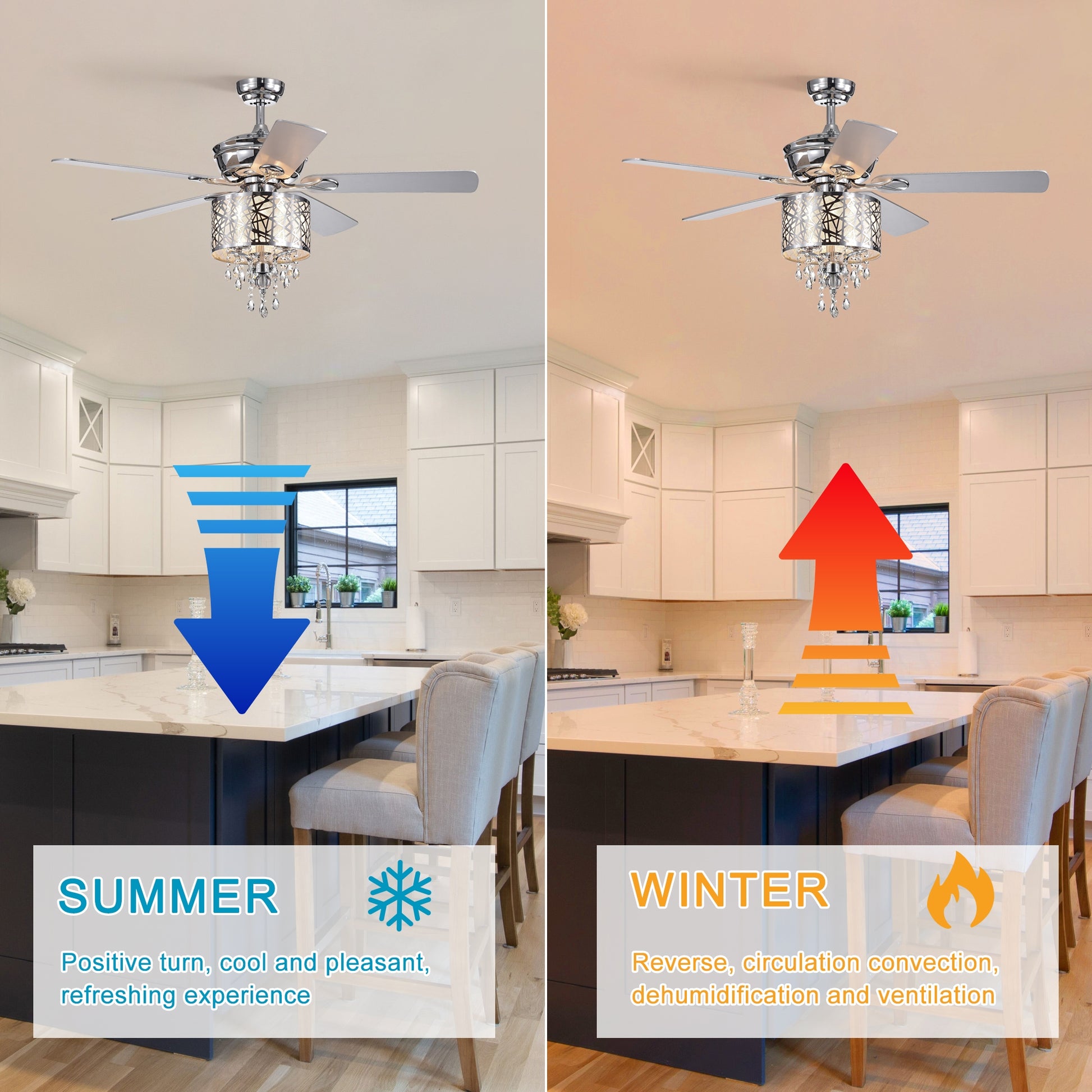 Elegant Metal 52 Inch Ceiling Fan Optional Remote&2 Color Option Blades Or Bedroom, Living Room, Dining Room Chrome Chrome American Design,American Traditional,Antique,Farmhouse,Industrial Plywood Metal