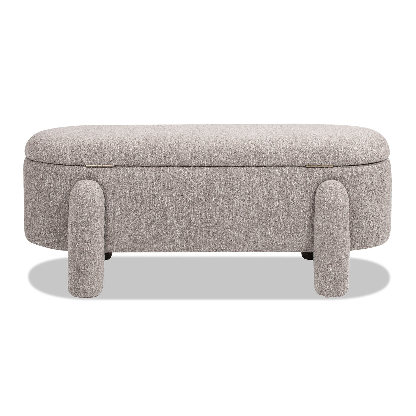 Hugo 49" Oval Fully Upholstered Storage Bench, Boucle Brown Foam Boucle