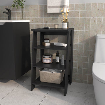 Mcneal Freestanding Bathroom Shelf With Open Storage, Black Black 3 Up To 17 In 24 To 31 In Bathroom Freestanding Modern 10 15 Inches Particle Board Melamine