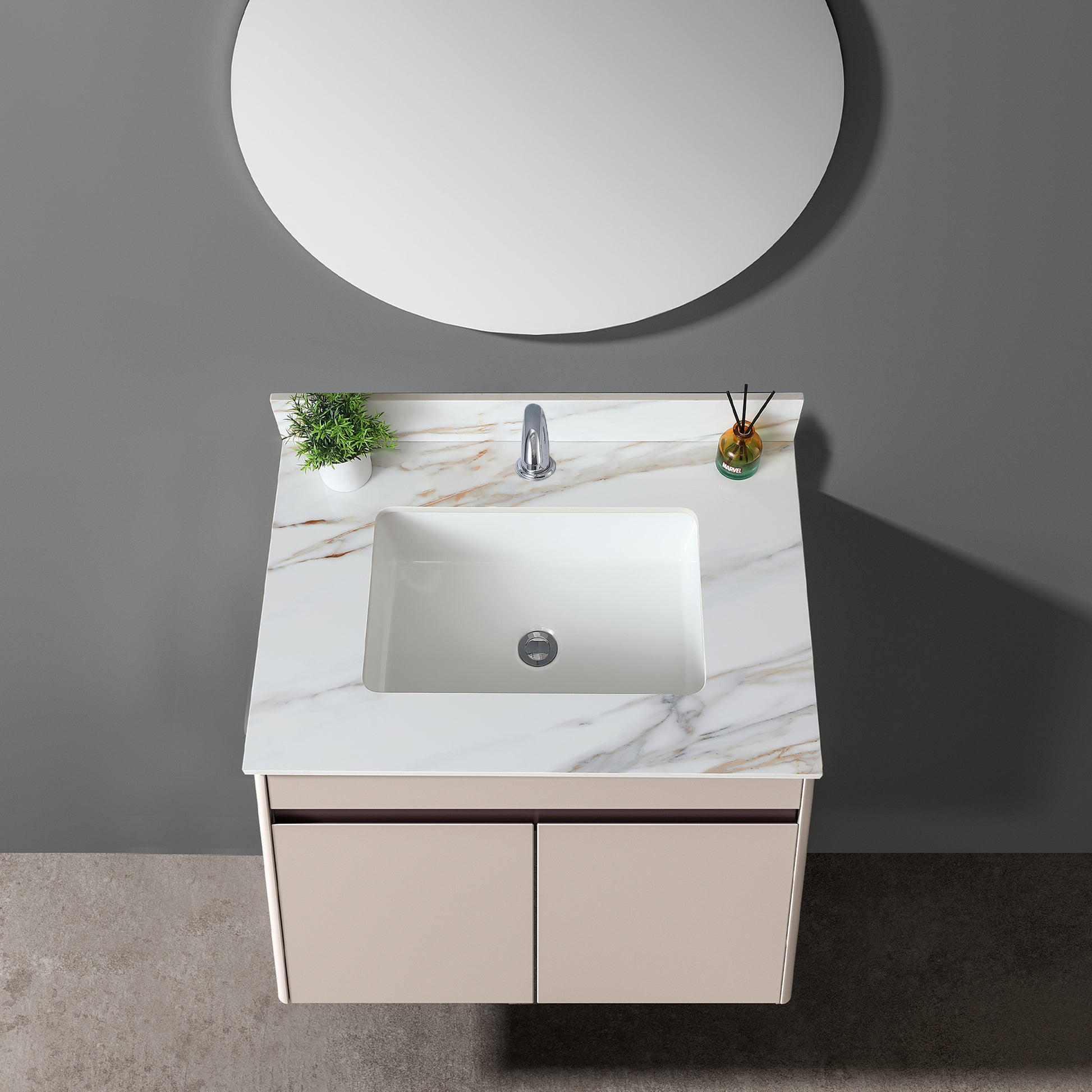 31 Inch Marble Vanity Top, Bathroom Vanity Top With Undermount Rectangular Middle Sink And 4" Height Backsplash, Pre Drilled Faucet Hole Vanity Top, Carrara White With Veins White Marble Bathroom American Design,American Traditional Sintered Stone