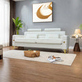 Fx P15 Wb Sofa Elegant White Imitation Wool Circle Fabric Sofa With Adjustable Headrests Contemporary 3 Seat Couch With Gold Legs, Perfect For Living Room And Office Decor Temu Suitable White Velvet 3 Seat