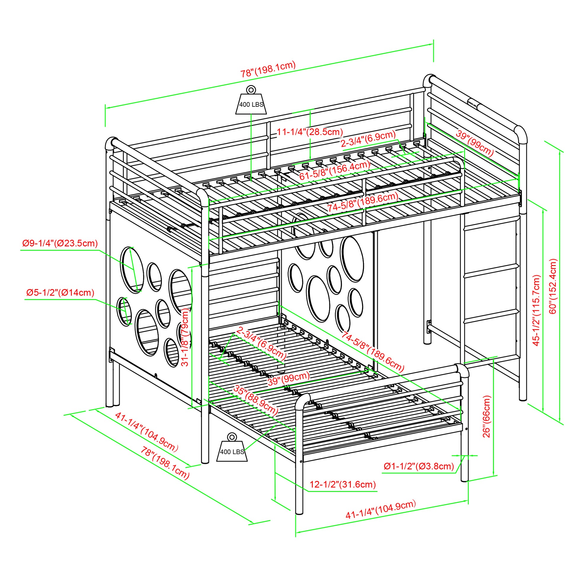 Modern Geo Cutout Colorful Twin L Shaped Bunk Bed White Cool Grey White Mdf Mdf