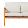 Contemporary Cushioned Eucalyptus Wood Patio Loveseat Natural Natural Eucalyptus Eucalyptus