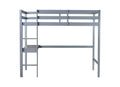 Twin High Loft Bed, Rubber Wood Loft Bed With Safety Guardrail, Built In Desk, Ladder,Grey Twin Grey Rubber Wood