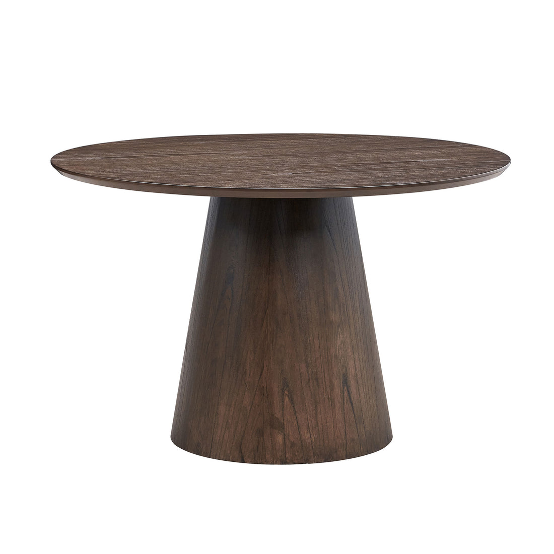 47.24'' Round Modern Style Mdf Wood Dining Table For Kitchen, Living Room, Cafe, Stylish Leisure Desk With Sturdy Cylindrical Base, For Small Spaces, Apartment,Brown Brown Mdf