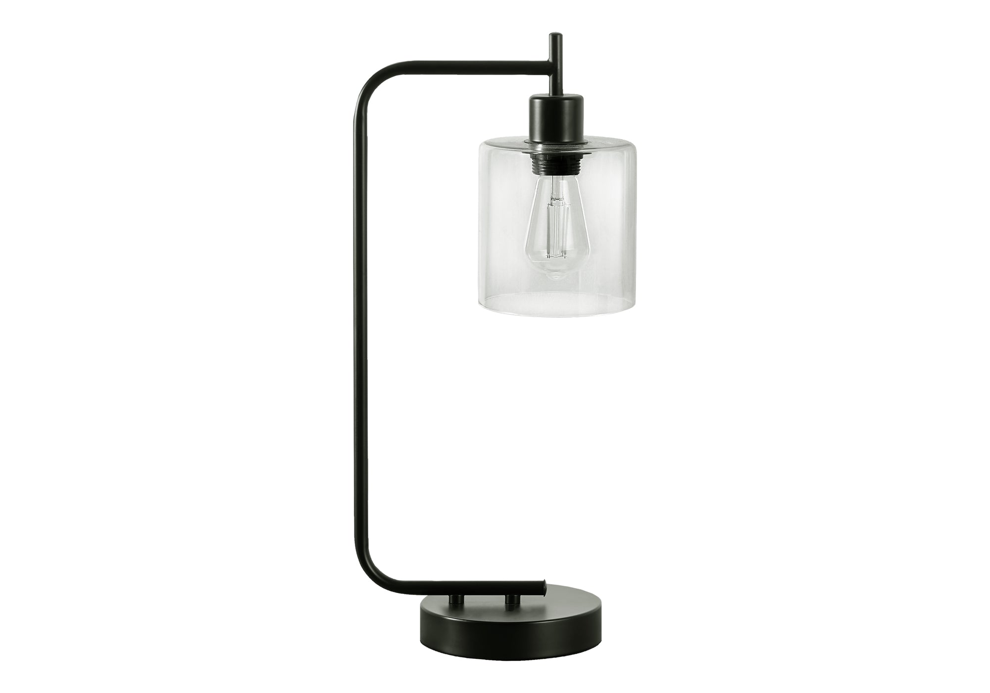 Lighting, 20"H, Table Lamp, Usb Port Included, Black Metal, Glass Shade, Modern Black Metal