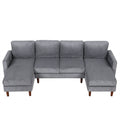 U Shaped Sponge Filled Cushion Combination Sofa, Suitable For Living Rooms, Studies, And Spacious Spaces Gray Polyester 4 Seat