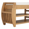 Retro Multifunctional Storage Bench With Cushion And Curved Side Panel For Entrance And Living Room Natural Natural Mdf