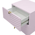 Pink High Gloss 2 Drawer Nightstand Pink 2 Drawers Bedroom Rectangle Drawers Wood Metal