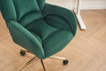 005 Velvet Fabric 360 Swivel Home Office Chair With Gold Metal Base And Universal Wheels,Green Solid Green Office Sponge Wipe Clean Modern Office Chairs Tufted Back Foam Swivel Velvet