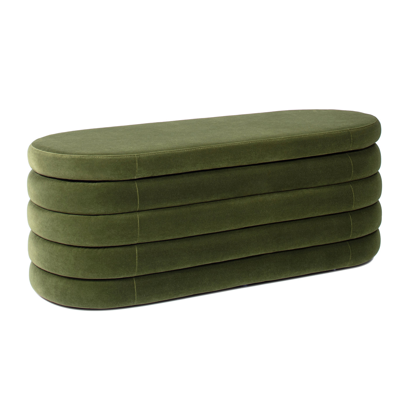 Fuji 49" Upholstered Oval Storage Bench, Olive Green Performance Velvet Olive Green Foam Velvet