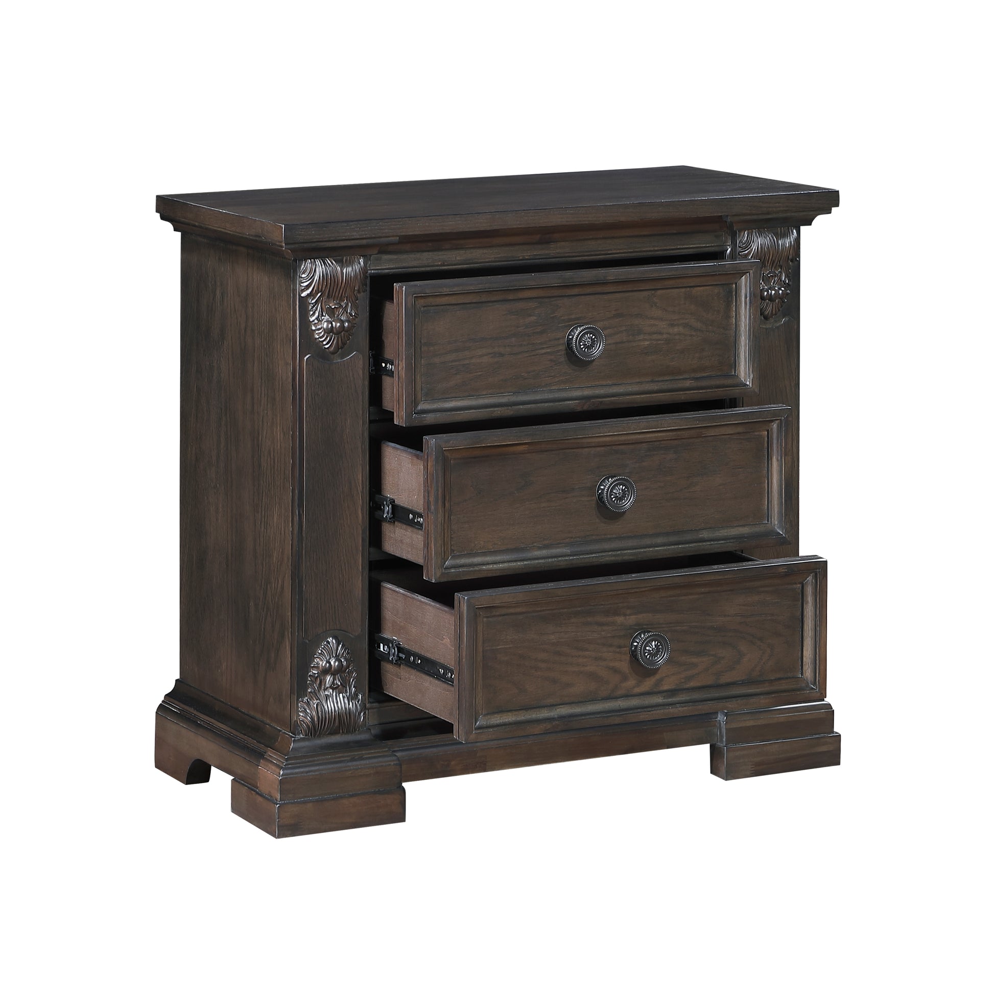 Elegant Design 3 Drawers Nightstand Traditional Vintage Bedroom Furniture 1Pc Espresso Finish Espresso 3 Drawers Bedroom Traditional,Vintage Drawers Wood