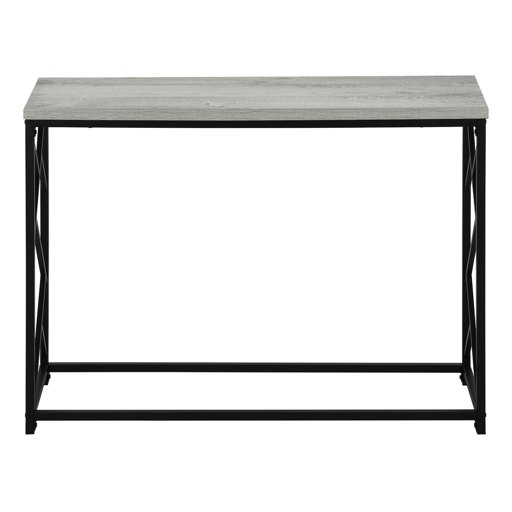 Accent Table, Console, Entryway, Narrow, Sofa, Living Room, Bedroom, Grey Laminate, Black Metal, Contemporary, Modern Grey Metal