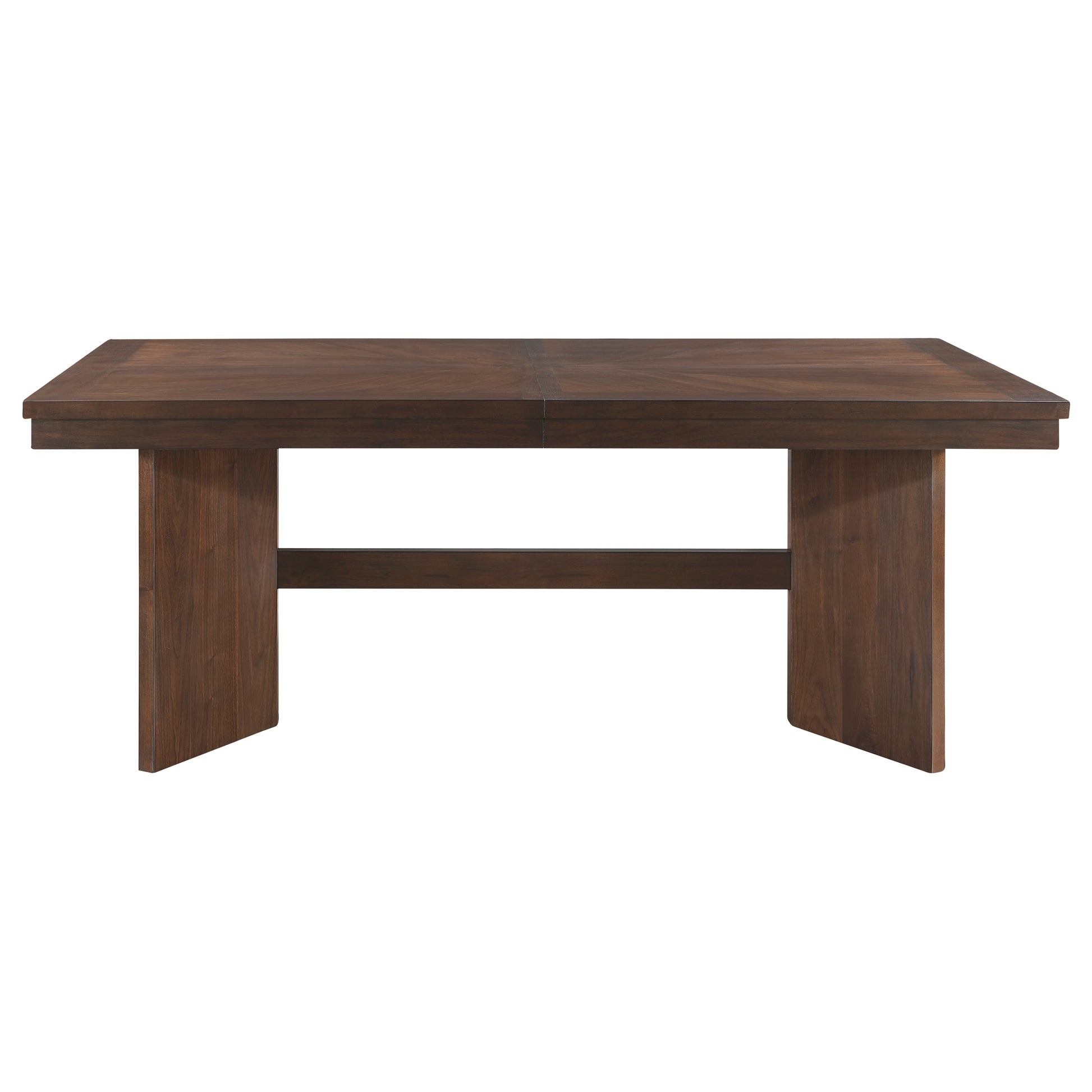 Walnut Finish Wood Dining Table With Self Storing Extension Leaf 1Pc Trestle Base V Angled Design Modern Dining Furniture Walnut Seats 8 Dining Room Kitchen & Dining Tables Rectangular Wood Trestle